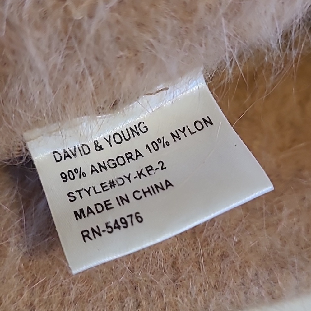 David & Young Angora Blend Tan Fuzzy Bucket Hat Wmns Minimalist Streetwear Warm - Picture 3 of 5